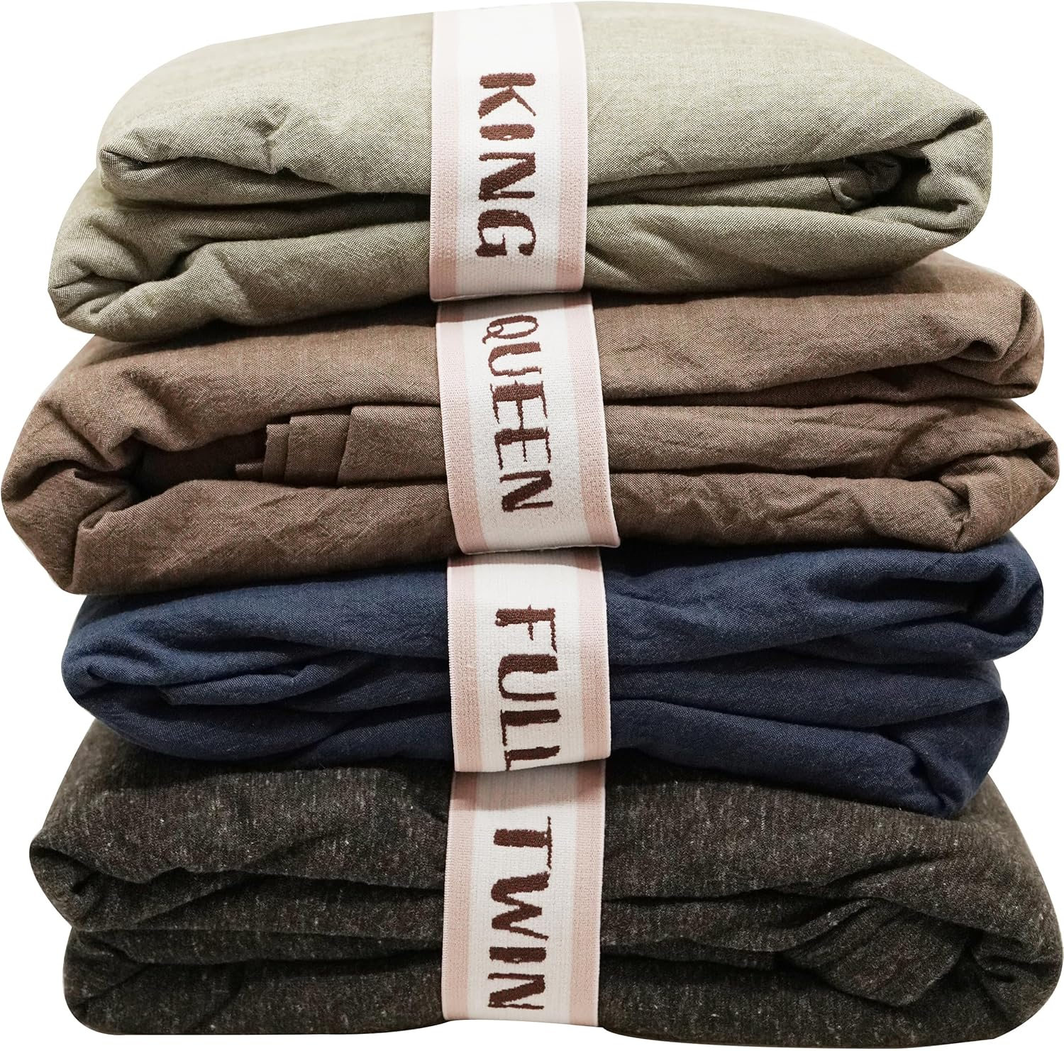 Ecohomes Bed Sheet Organizer and Storage Size Label Bands | Bed Sheets Set Organizers for Linen Closet Organization - Elastic Bedding Band Labels for Organizing Bedsheet (Full 2Pcs Pack | White)