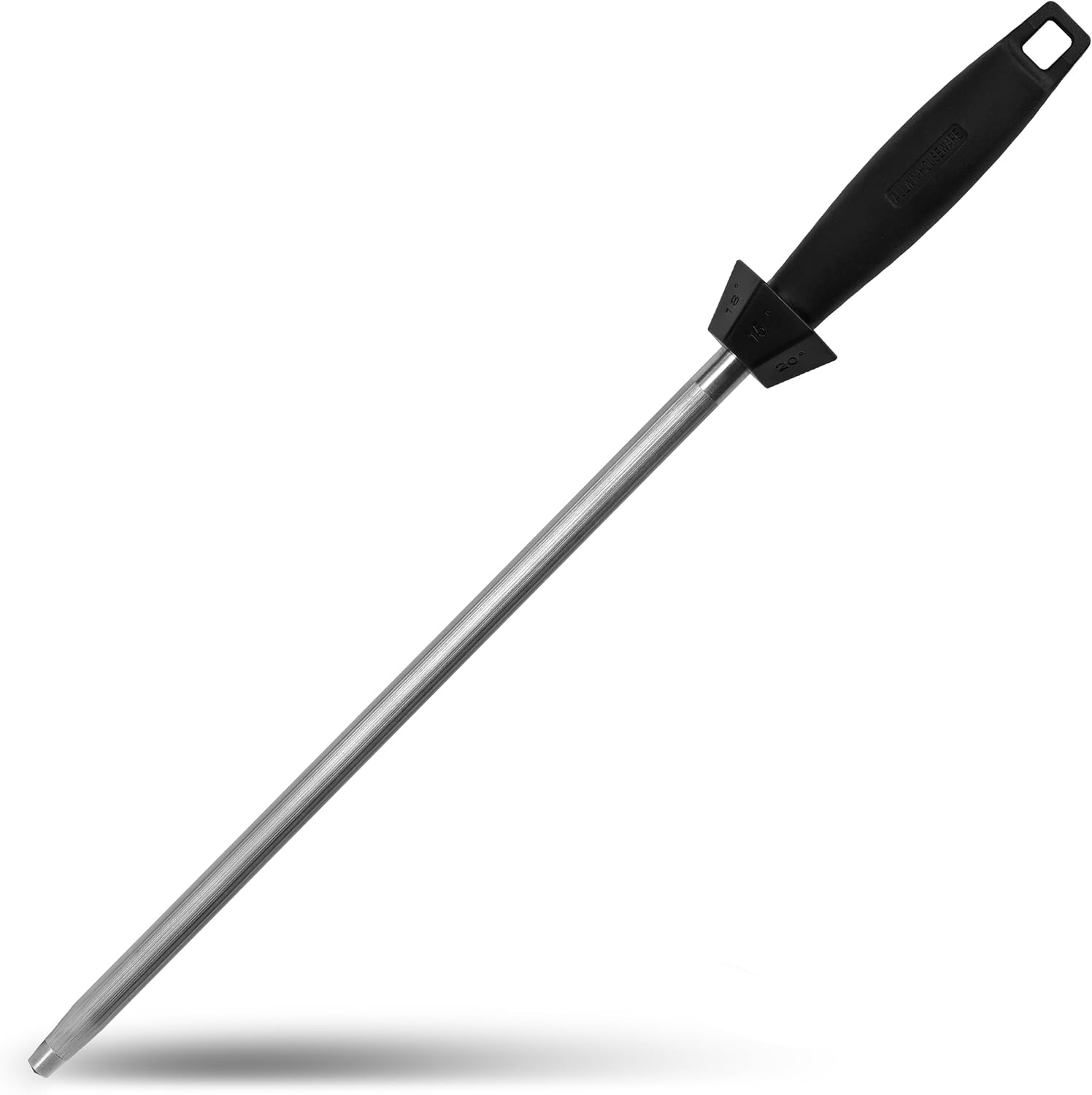 10 Inch Sharpening Steel, Professional Carbon Steel Knife Sharpener, Black