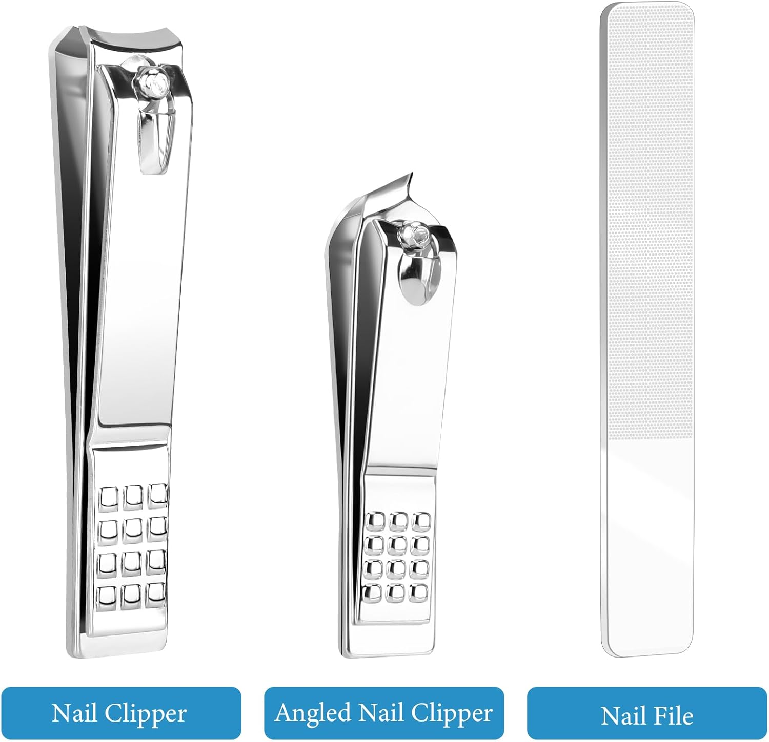 Euqvunn 3 Pcs Nail Clippers Set, Toe Nail Clippers for Thick Nails, Toenail Clippers with Nail File and Angled Fingernail Clippers, Carbon Steel Nail Cutter for Men Women Seniors image number 6