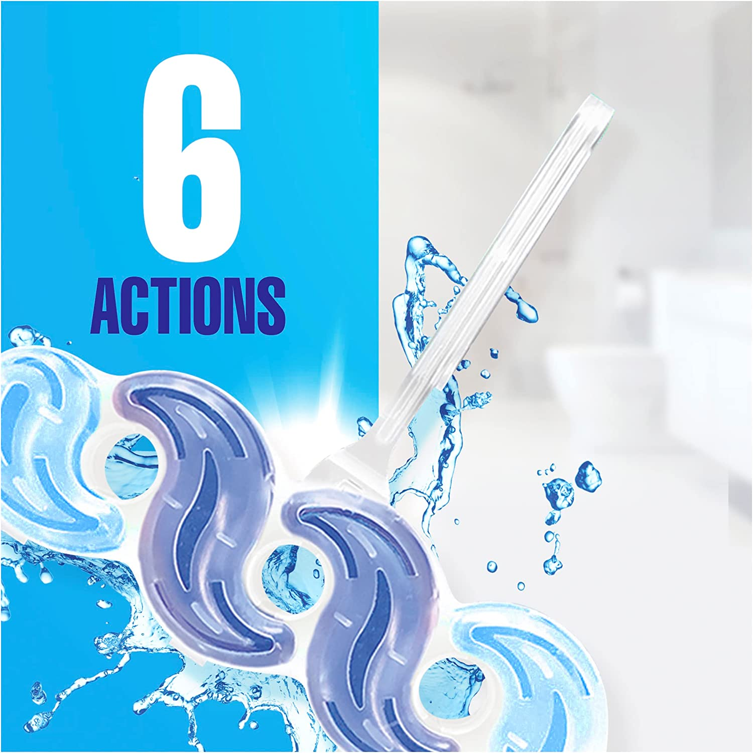 Harpic Fresh Power Toilet Block Cleaner Marine Splash (Pack of 6) image number 2