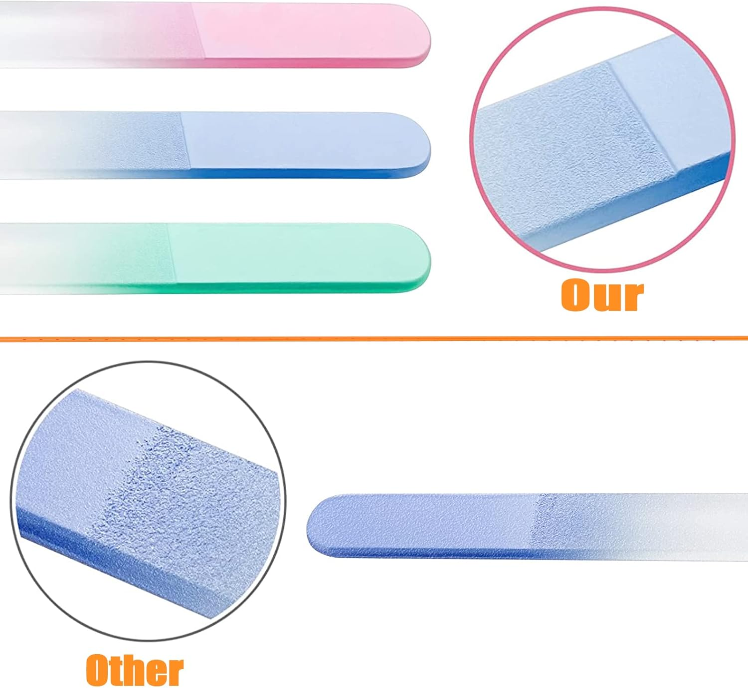 3Pack Glass Nail File, Glass Cuticle Pusher, Glass Nail File with Case, Glass Cuticle Pusher and File, Professional Manicure Nail Care, Unique Gifts for Women and Girls image number 1