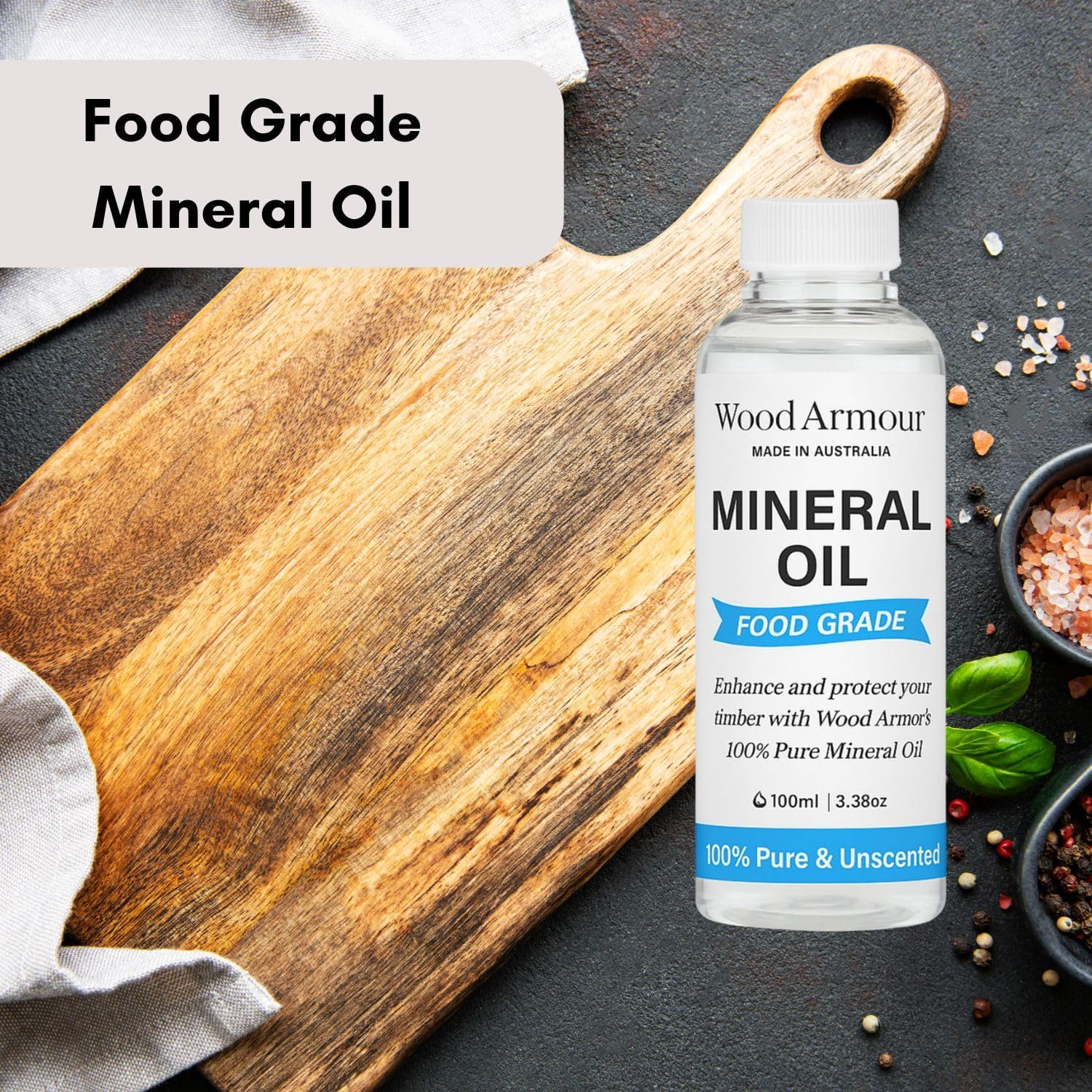 Chopping Board Oil Food Grade Mineral Oil, for Wooden Cutting, Bowls, Butcher Blocks, Utensils and More, Cutting Board - Australian Made (100Ml) image number 3