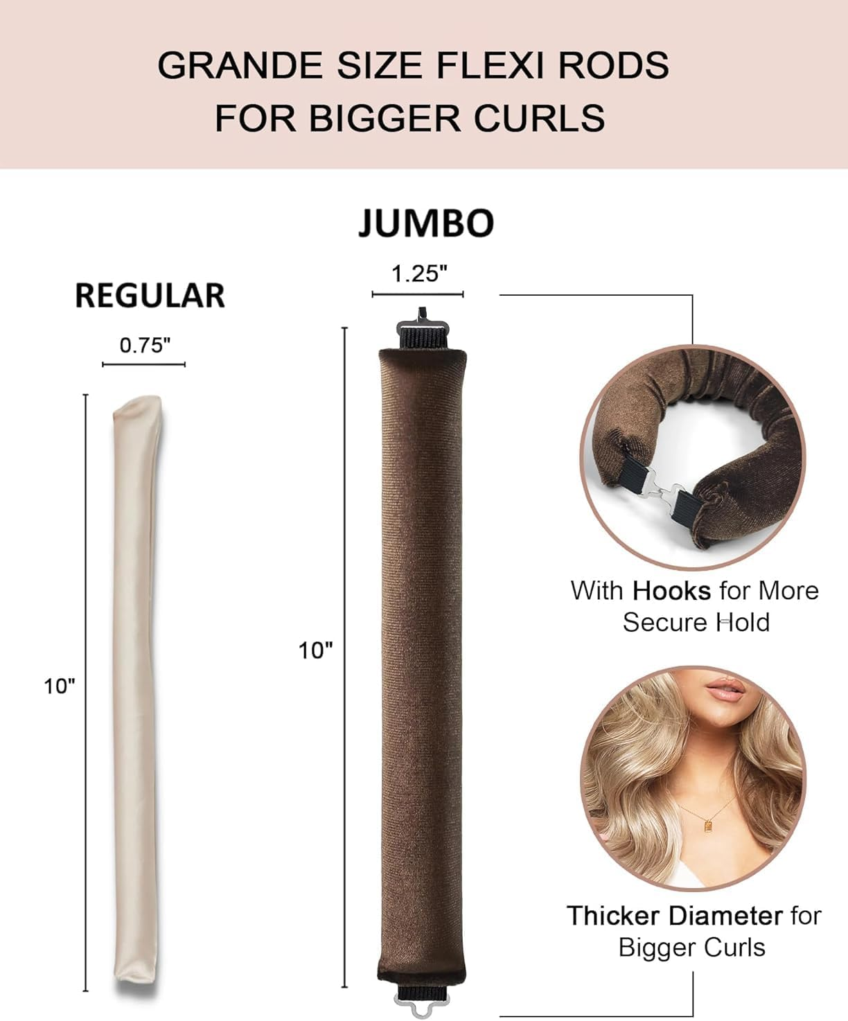 Migugaga Heatless Hair Curler to Sleep Heatless Curls Overnight Blowout Rods Headband No Heat Curlers Curling Set, Jumbo Rods Foam Hair Rollers for Fine Thin Hair Big Curls Styling Tools - Brown image number 4