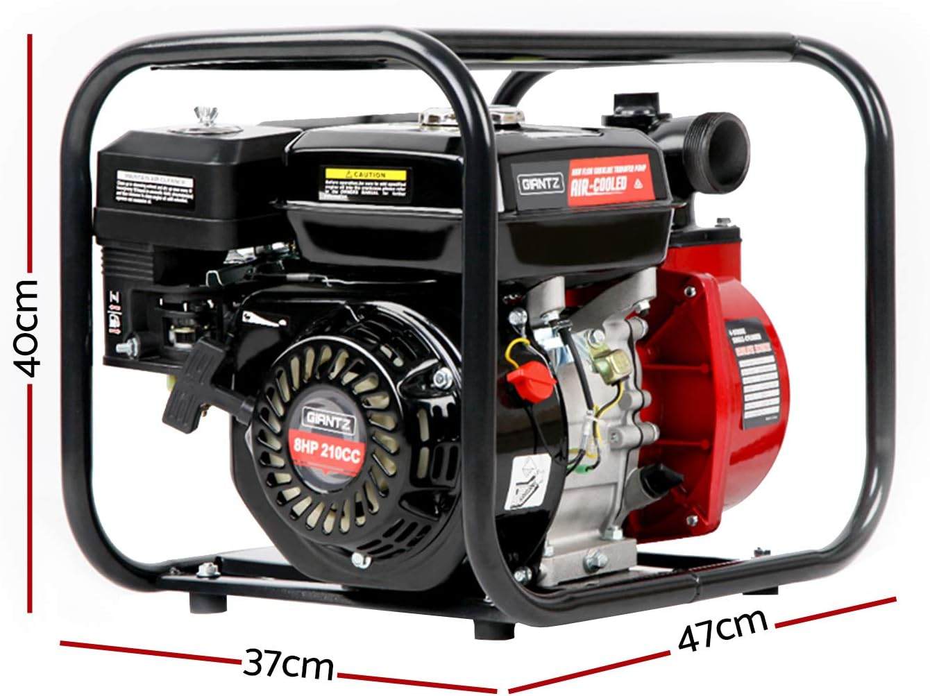 Giantz Petrol Water Pump, 2" High Flow Transfer Fire Fighting Pumps Rain Tank Oil Irrigation Garden Farm Pond Outdoor Irrigations, with Hose Fittings Inlet Filter Rubber Feet Black Red - 50M Lift image number 3