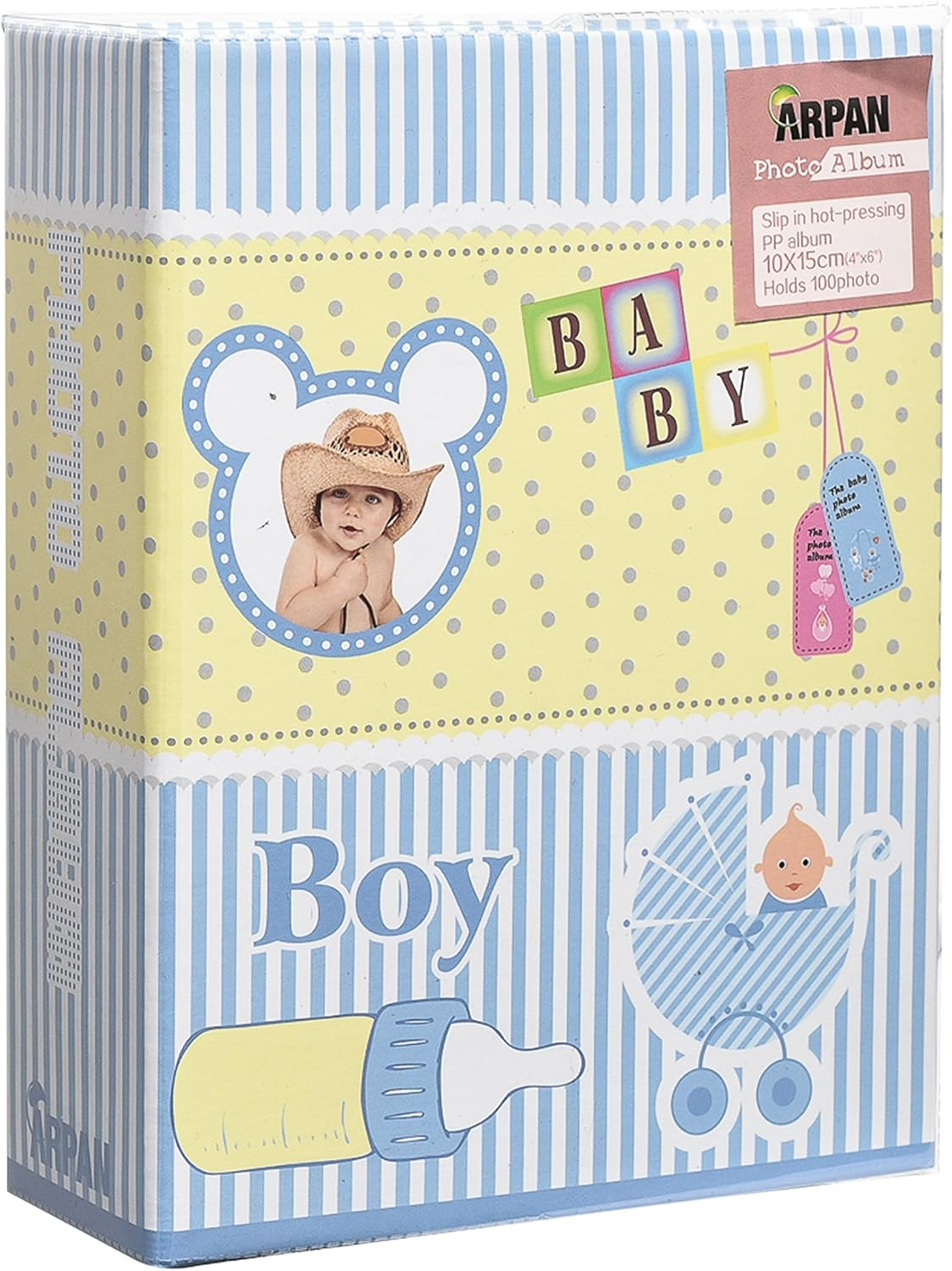 Arpan Small 6X4 Baby Boy Blue Photo Album Slip in Case Storage Album for 100 Photos - Ideal Gift image number 1