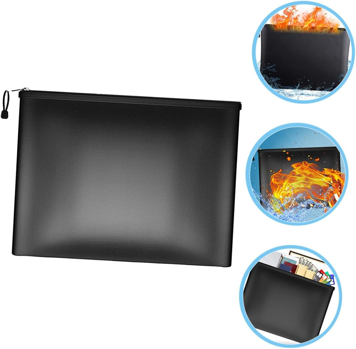 GAXIRE Fireproof Document Bag Zipper Money Organizer Large Capacity Secure Storage for Important Files Passports Cash Certificates Home Office Use image number 6