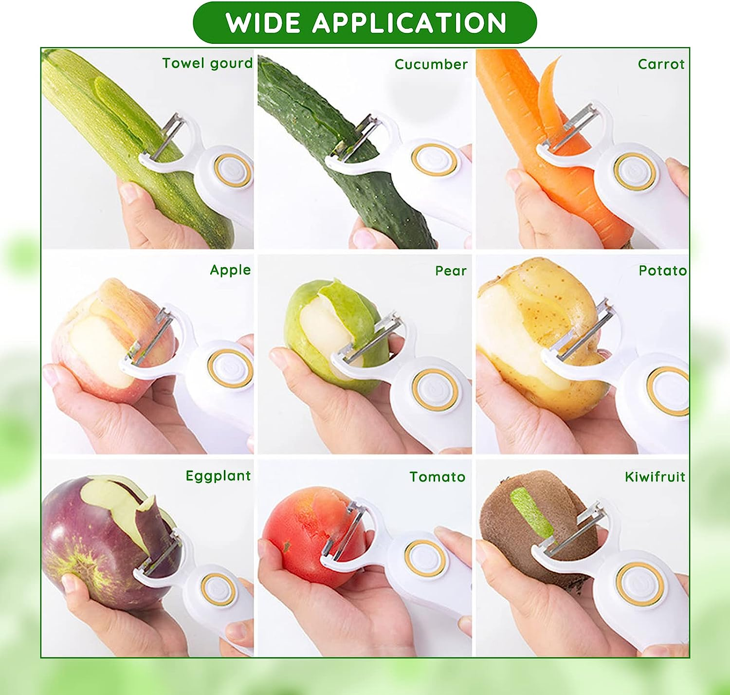 Electric Fruit Vegetable Peeler, Handheld Manual Peeler, Potato Peeler Electric, with Three Stainless Steel Paring Knife, for Kitchen Carrot Potato Cucumber image number 6