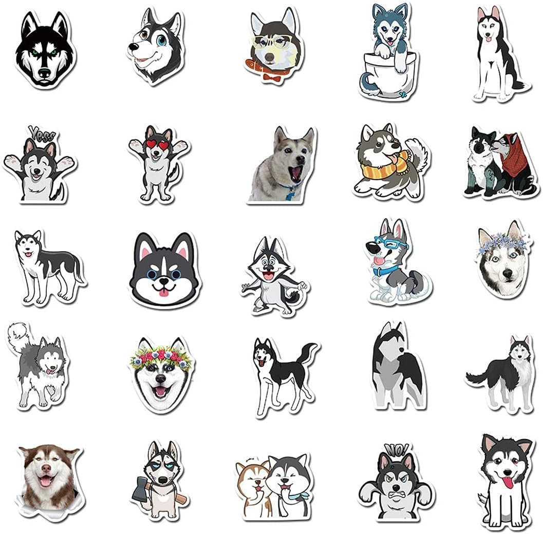 Cute Husky Dog Stickers, 50 PCS Funny Animal Stickers for Waterbottles, Laptop, Phone, Computer, Luggage, Cup for Kids, Boys, Girls, Teens and Adults (Siberian Husky) image number 4