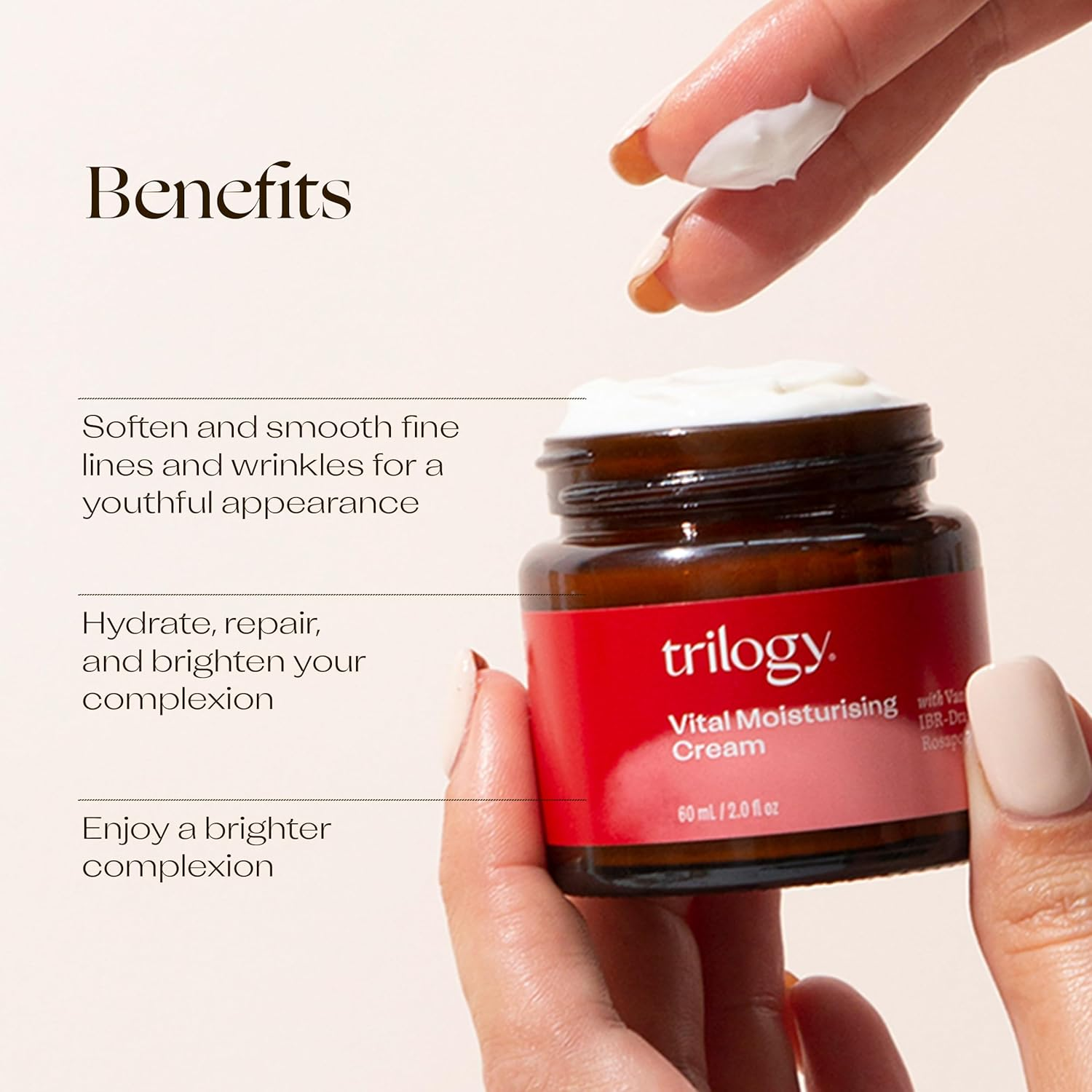 Trilogy Vital Moisturising Cream, Enhanced Formula with Rosapene, Vanilleactiv2 & Ibr-Dragon, 2.0 Fl Oz / 60 Ml image number 6