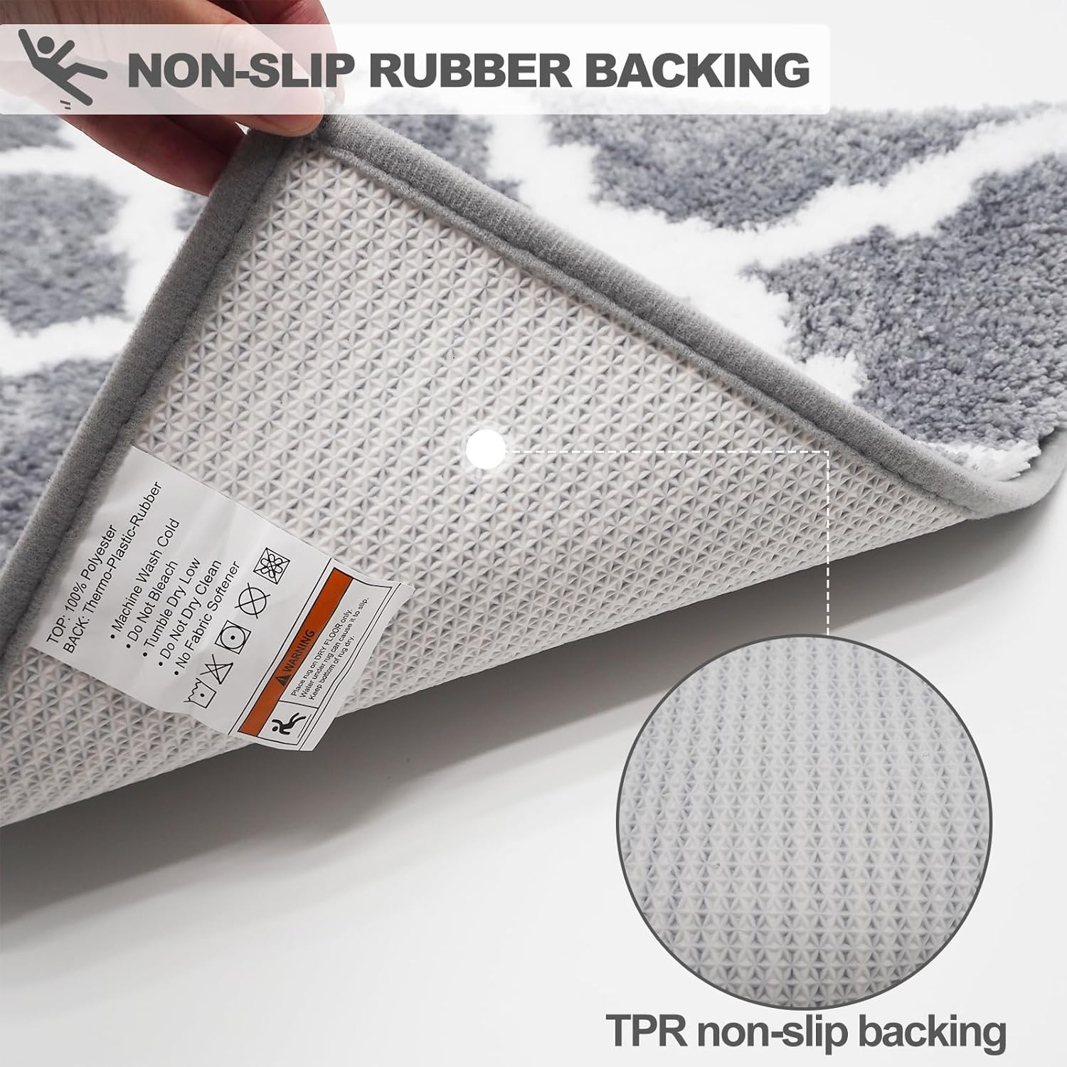 Bathroom Mat Rug, Non Slip Extra Absorbent Microfiber Bath Carpet, 41X61Cm, Soft Comfortable Plush Shaggy Floor Mat, Area Rug Carpet for Bathroom Floor, Tub and Shower, Kitchen (Style B, 41X61Cm) - Style B image number 5