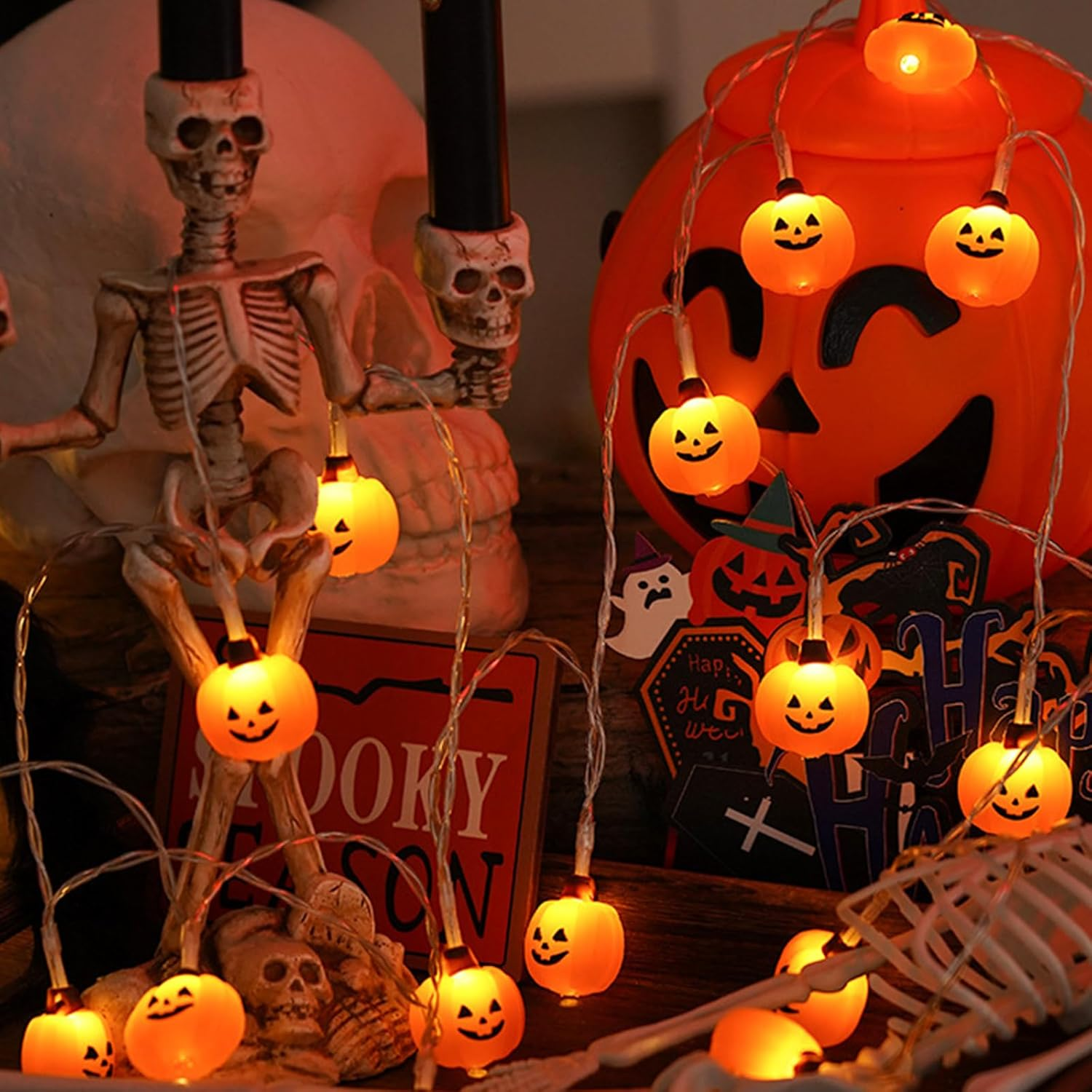 Koboko Halloween Fairy Lights Pumpkin Decoration, 3 M 20 LED Fairy Lights, Halloween Pumpkin, Autumn Decorative Fairy Lights, Battery Operated, Orange Pumpkin Lights for Indoor Outdoor Use, Autumn image number 2