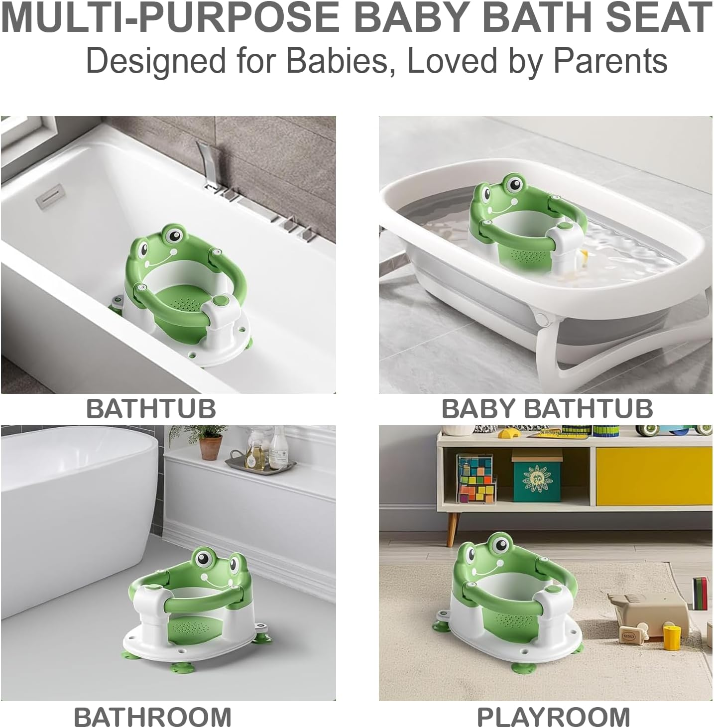 Baby Bath Seat for Babies 6 Months & Up, Non-Slip Toddler Bath Seats for Babies Sitting Up, Safe Infant & Newborn Bathtub Chair with 4 Suction Cups & Soft Cushion for Shower (Green) image number 4