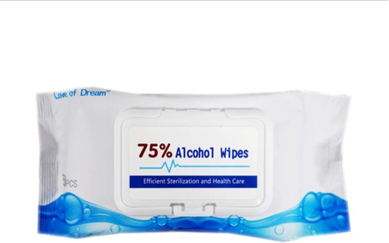 Love of Dream 75% Alcohol Wipes, Surface Cleaning, Unscented, 100 Sheets per Pack