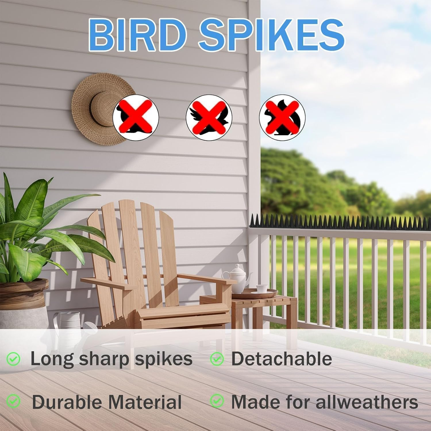 12Pcs Wall & Fence Spikes, Plastic anti Bird Spikes for Outside, Cat Squirrel Raccoon Pigeon Fox Intruder Deterrent Spikes, Bird Repellent Spikes for Garden, Balcony, Roofs, Gate Wall, Window (Black) image number 6
