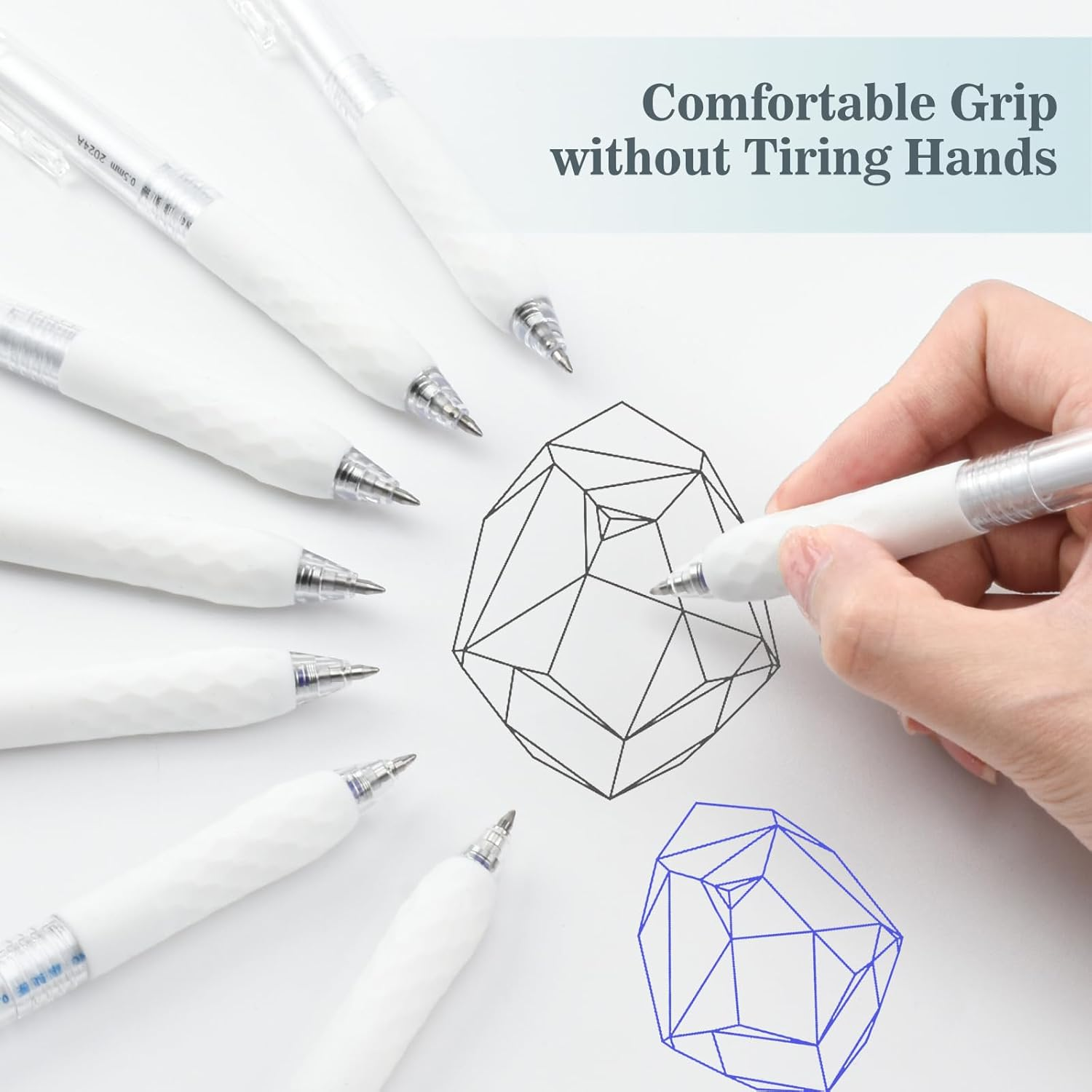 BAYTORY 8Pcs Fine Point Erasable Gel Pens, 0.5Mm Retractable Black and Blue Ink Pen, Smooth Writhing Comfortable to Use for Taking Marking Planner Crossword Puzzles (White) - White image number 2