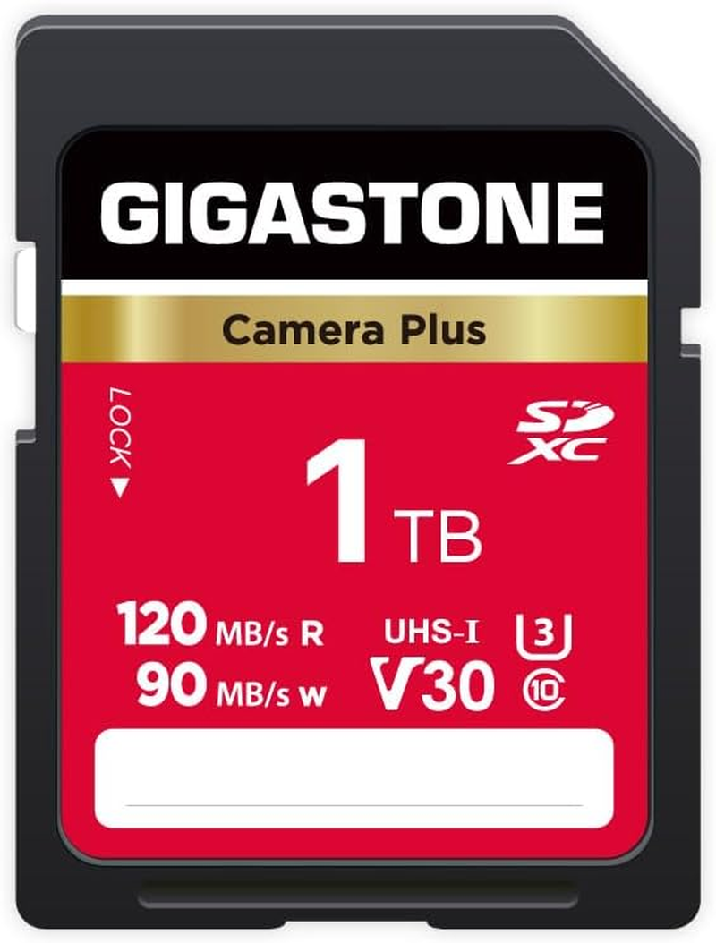 GIGASTONE 1TB SD Card, Camera Plus, V30 SDXC Memory Card High Speed UHD Video Compatible with Canon Nikon Sony Pentax Kodak Olympus Panasonic Digital Camera, with 1 Mini Case