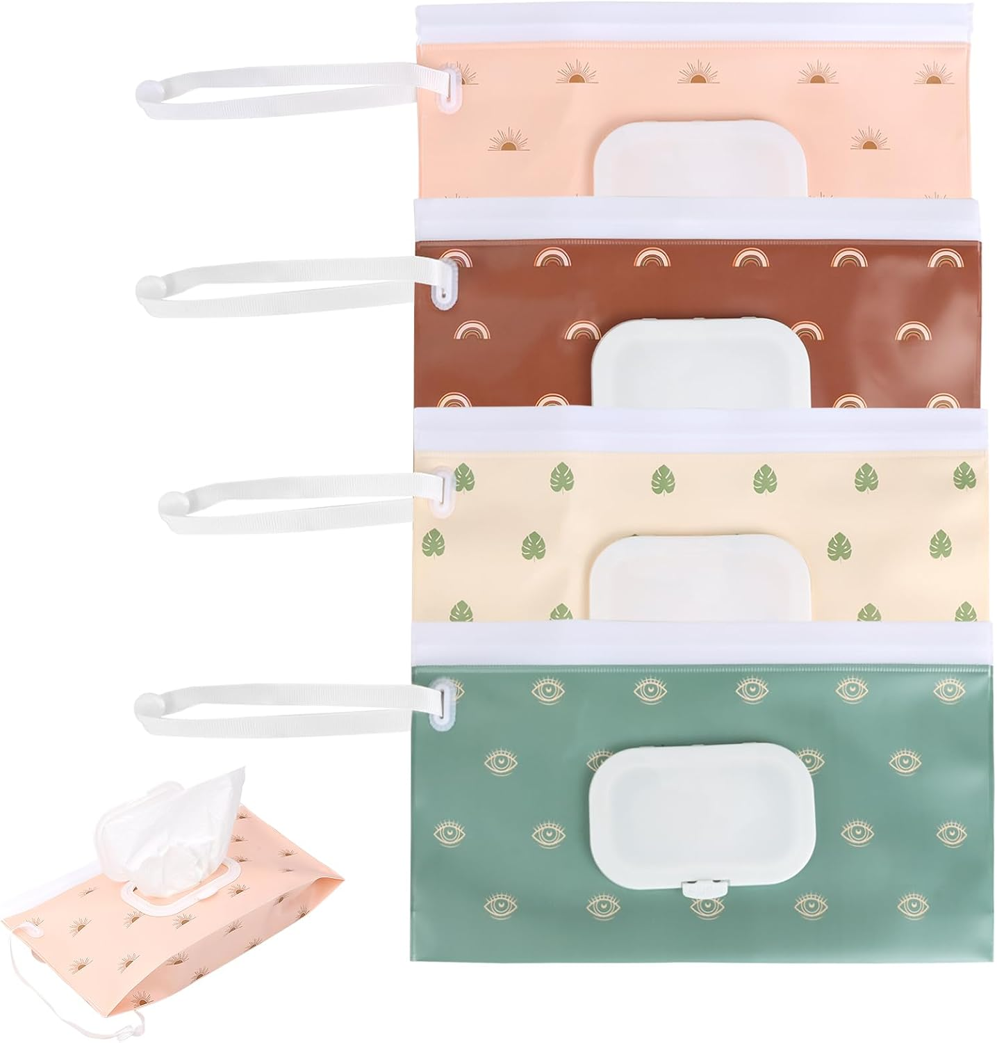 Ozessence 4 Pcs Refillable Wipes Dispenser Holder Case, Portable Refillable Wipe Holder with Lanyard, Leak-Proof Dust-Proof Wet Dispenser for Travel Carry for Baby Diaper image number 4