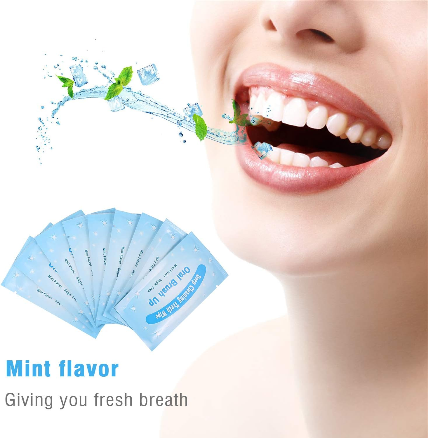 50Pcs Teeth Wipes Oral Brush Ups Dental Deep Cleansing Finger Tooth Wipes Fresh Breath Mint Flavor Teeth Whitening Strips Oral Care BBZY image number 5