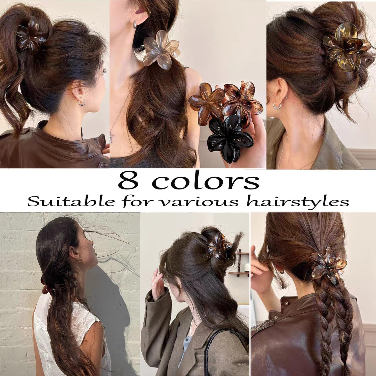 Hawaiian Flower Hair Claw Clamp Strong Hold for Thin Thick Curly Hair Women image number 1