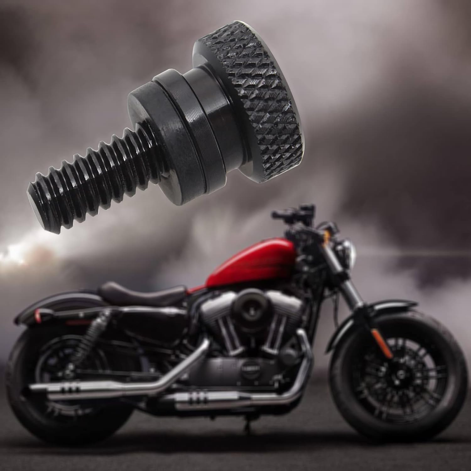 Pack of 1 Seat Screw, Motorcycle Modification Accessories, Knurled Fender Seat Bolt, Compatible with Harley Davidson (Black) - Silver image number 4