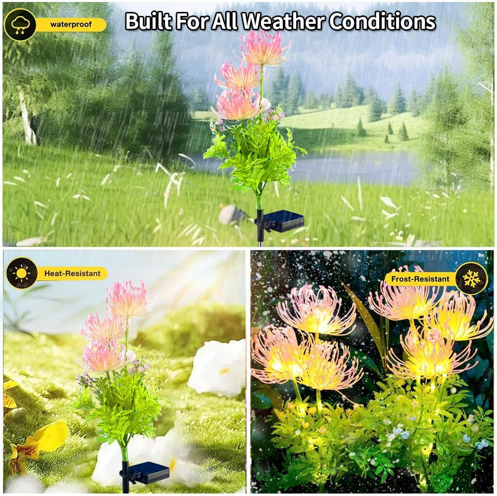 YZYOE 2 Packages of LED Solar Flower Decorative Lights, 2 Fashion Yard Atmosphere Lights Outdoor and Garden Landscape Light, Wireless Waterproof Flower Gift Lamp for Women image number 3