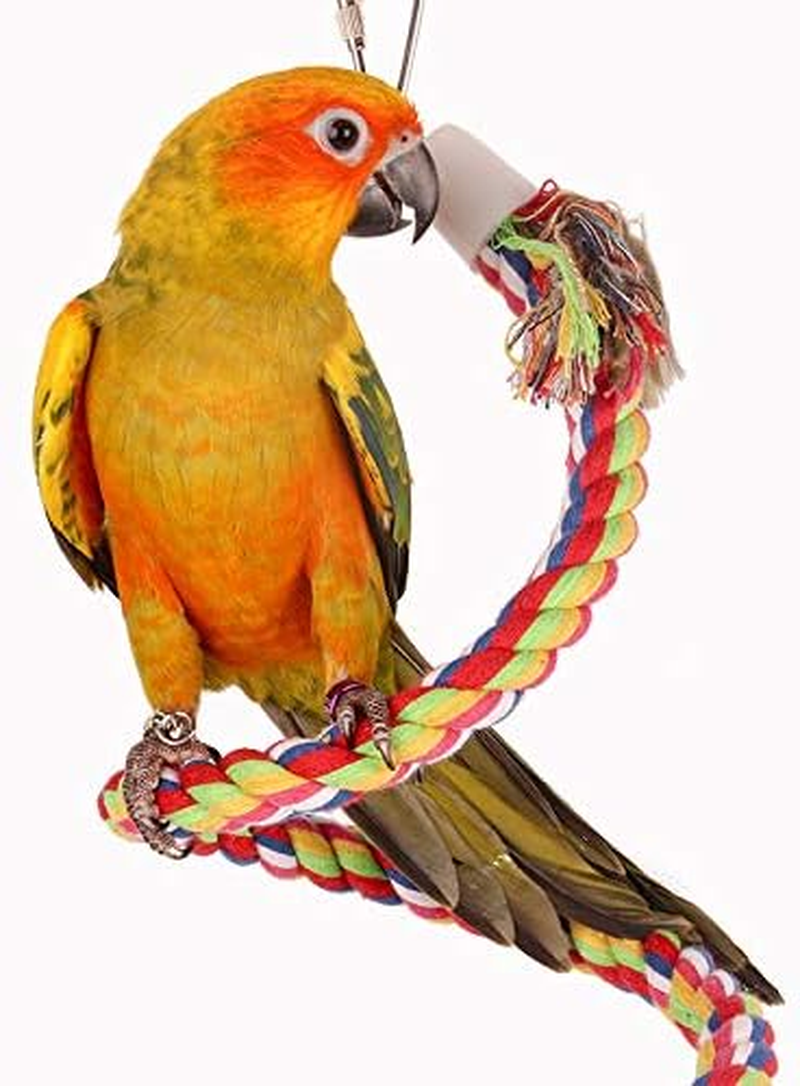 Colorful Cotton Rope Bird Perch Stand, 1Pc Pet Bird Rope Perches Parrot Cage Perch,Colorful Rotate Cotton Rope Bird Perch Stand,Bird Rope Perches Birdcage Swing Toy image number 6