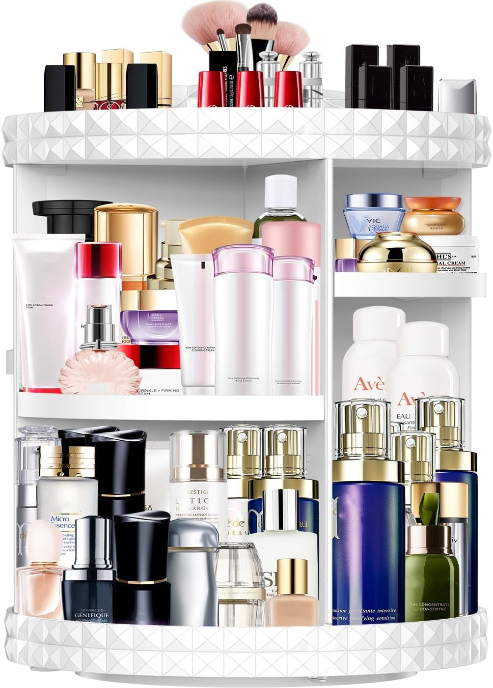 MISERWE Makeup Organizer 360 Degree Rotating 7 Adjustable Layers Large Capacity Cosmetic Organizer Transparent Make up Organizers and Storage