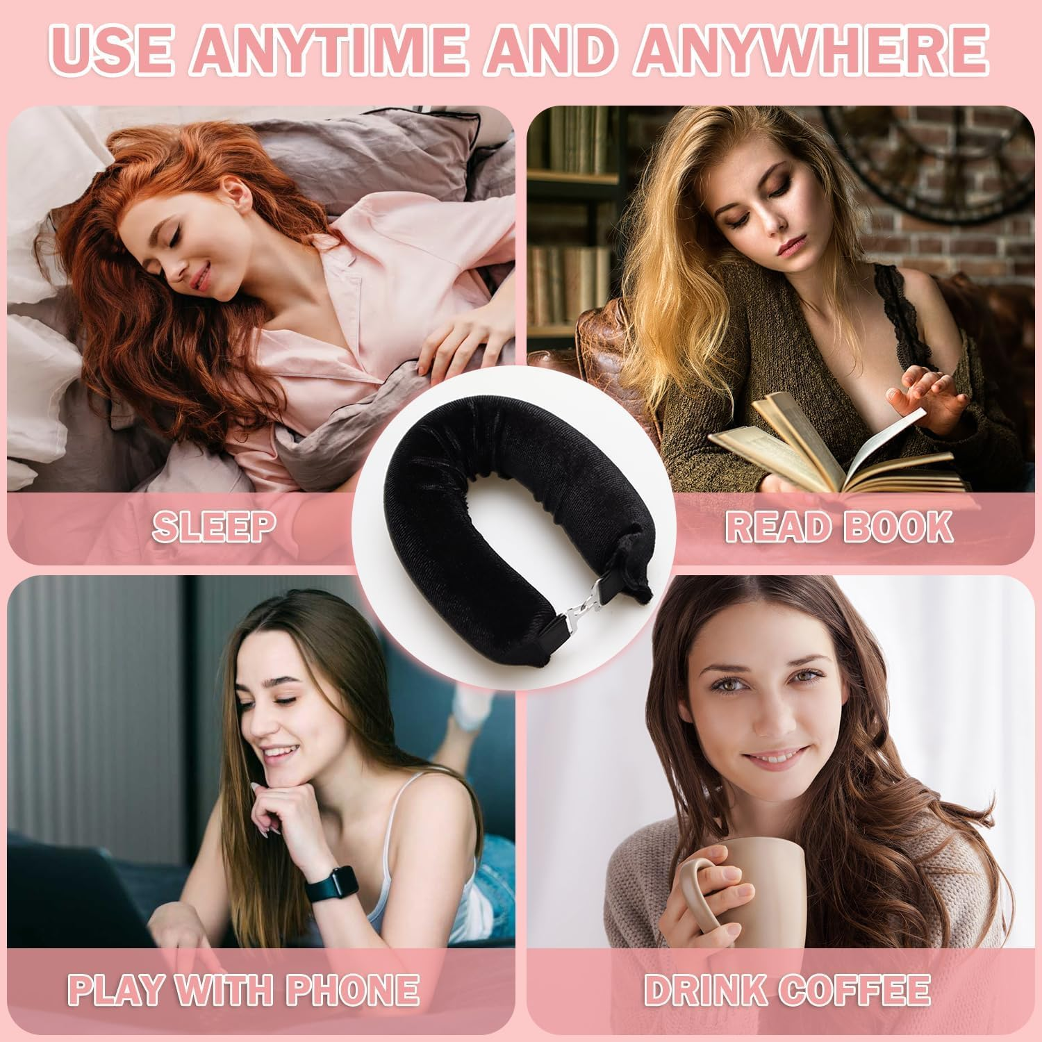 Jumbo Heatless Hair Curlers for Long Hair,H HOME-MART Overnight Wavy Hair Curlers Blowout Rods Heatless Curls Curling Headband No Heat Hair Rollers for Long Hair Volume Blow Out Women (Pink with Silk Head Scarf, One Size) image number 3