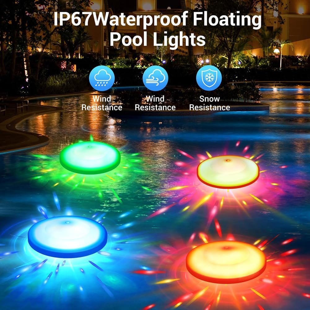 Floating Pool Light Swimming Pool Lamp IP67 Waterproof for Pool Hot Tub Fountain (White)