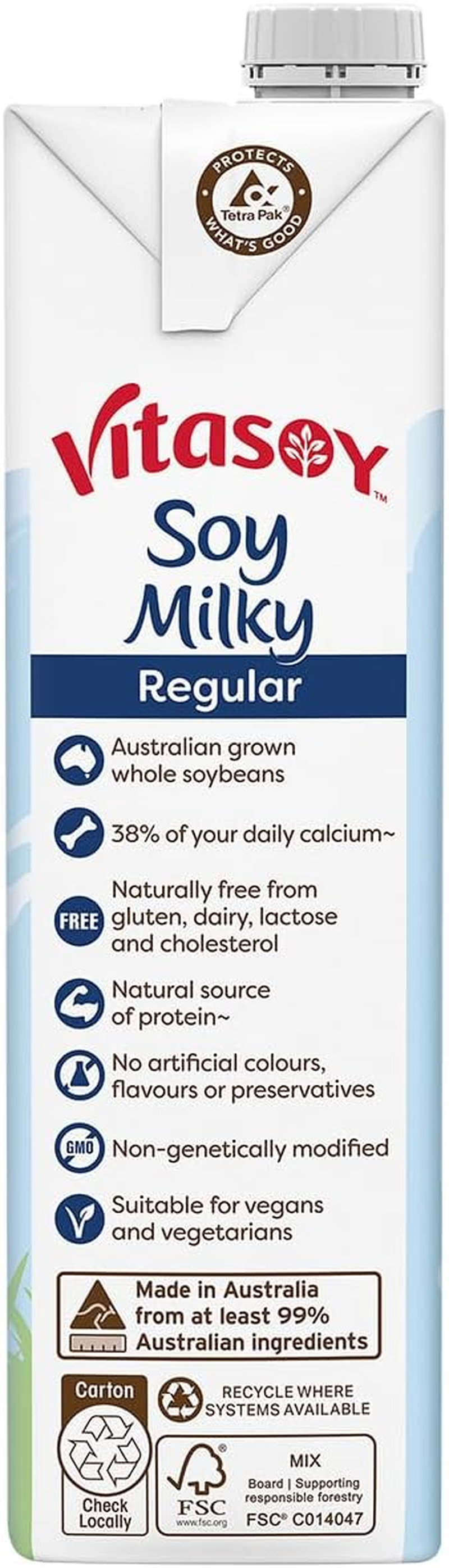 Vitasoy Milky Regular Long Life Soy Milk, 1 Litre (Pack of 12) image number 5