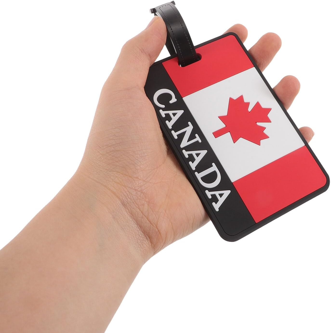 TEHAUX 2Pcs Canada Flag PVC Luggage Tags Attached Strap for Airplane Travel Essentials, Privacy Protection Bag Identification Tags for Suitcase and Backpack image number 2