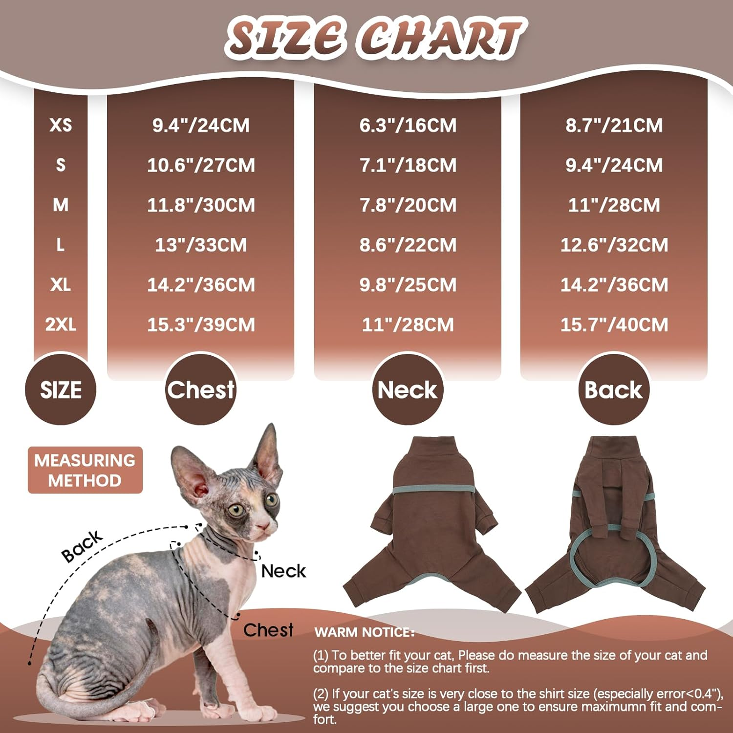 Hjyokuso Sphynx Cat Clothes, Breathable Soft Cat Jumpers for Cats Only, Cat Coat with Four Legs, Cat T-Shirt, Warm Cat Sweaters, Cat Pajamas Jumpsuit Vest for Sphynx, Cornish Rex, Devon Rex,Peterbald image number 3