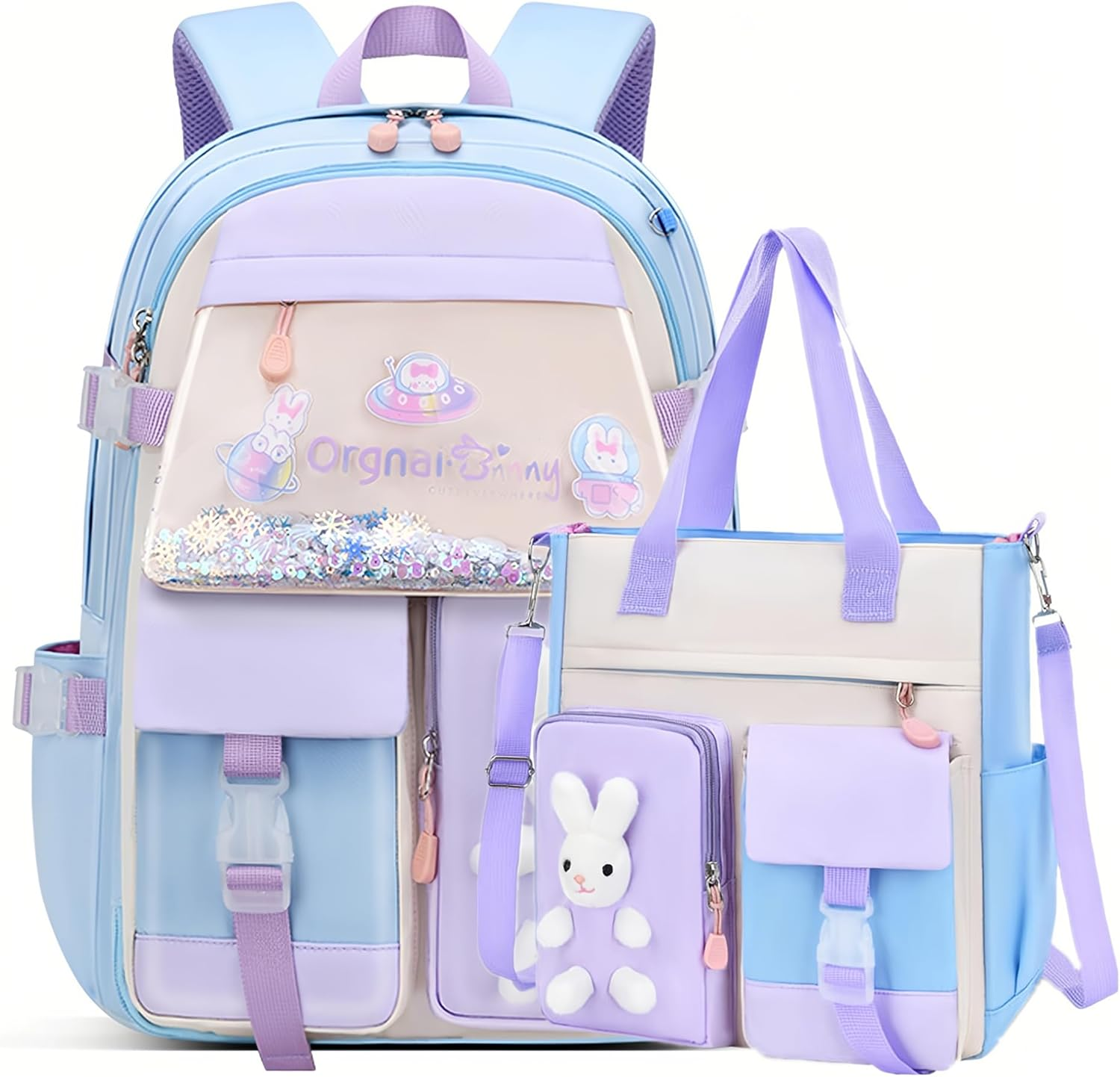 2Pcs Kawaii Girls Backpacks Capacity Elementary School Bags Bookbags