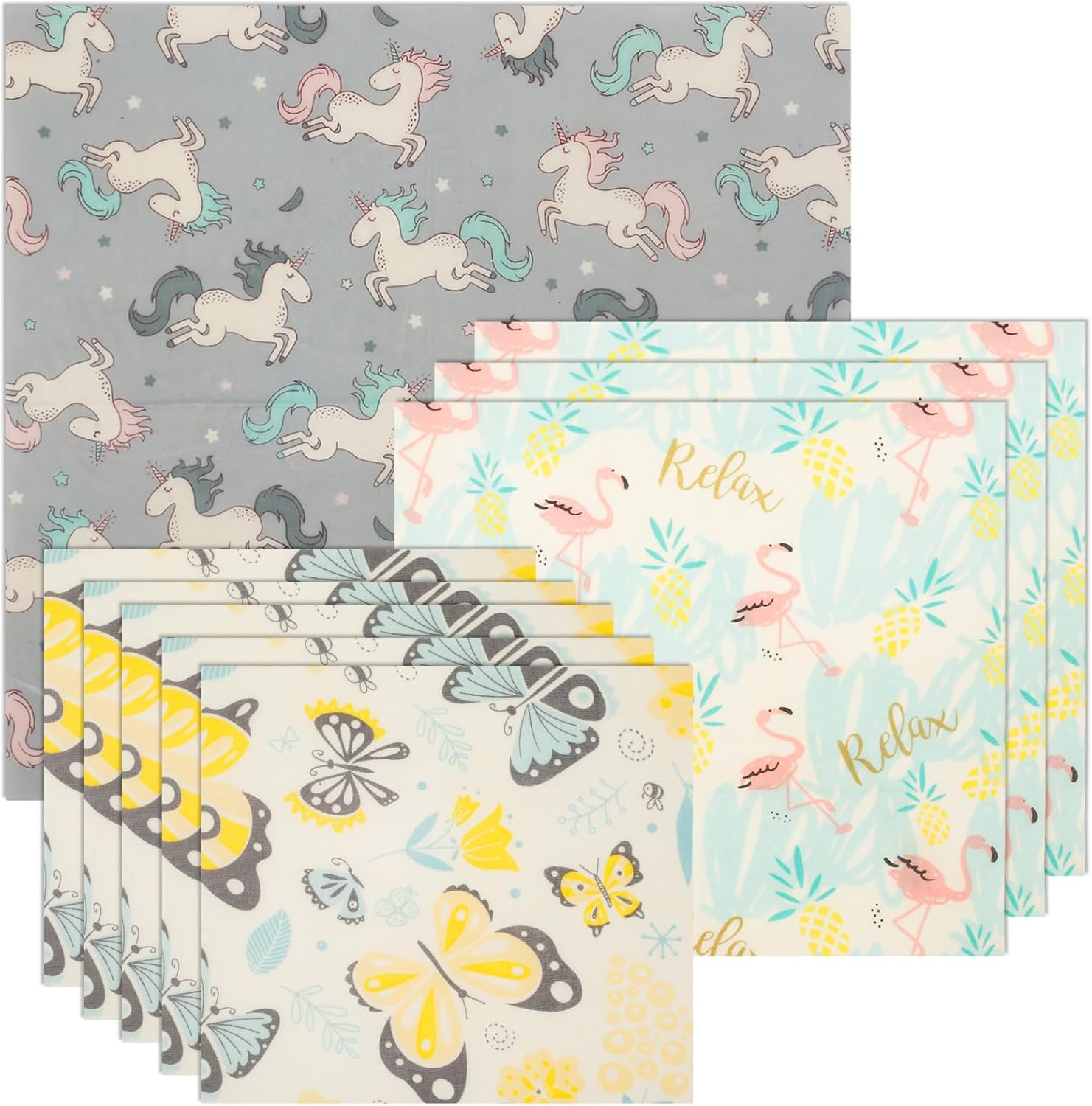 9 Pcs Beeswax Food Wraps, Reusable Beeswax Wraps for Food Safe Easy to Use Flower Patterns Beeswax Paper Washable Beeswax Wraps Sustainable Organic Cotton Food Wraps for Food Storage (Style A)