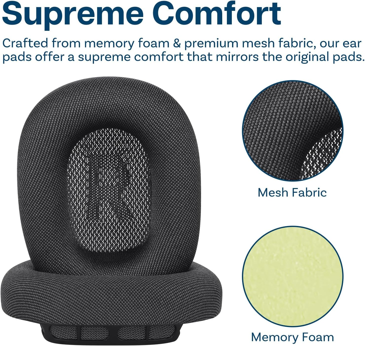 Ear Pads Replacement for Airpods Max Headphone by MMOBIEL - Mesh Fabric Ear Pad Cushions - Noise Isolation Earpads Replacement &ndash; Space Grey image number 7