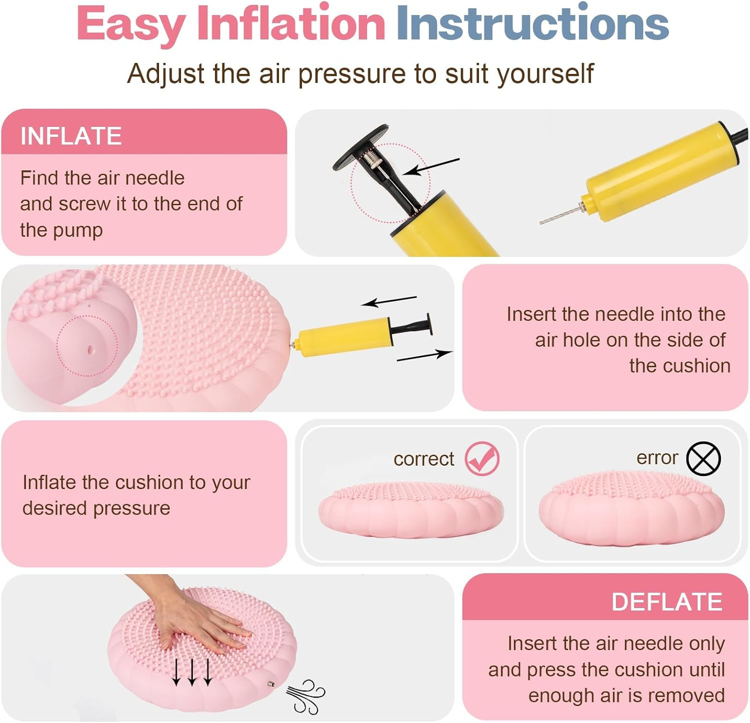 Wobble Cushion, Extra Thick Wiggle Seat for Sensory Kids, Non-Slip Balance Disc with Inflation Pump for Adults Core Strength, Posture Improvement & Physical Therapy (13.5In/34Cm) image number 4