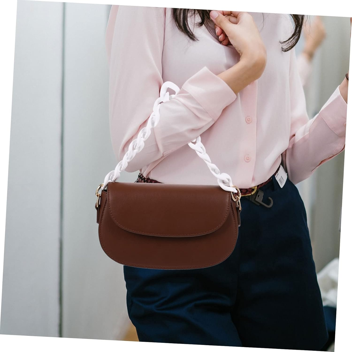 TEHAUX 4Pcs Handbag DIY Chain Purse Single Shoulder Bag Replacement Resin Chain for Vintage Handbag image number 7