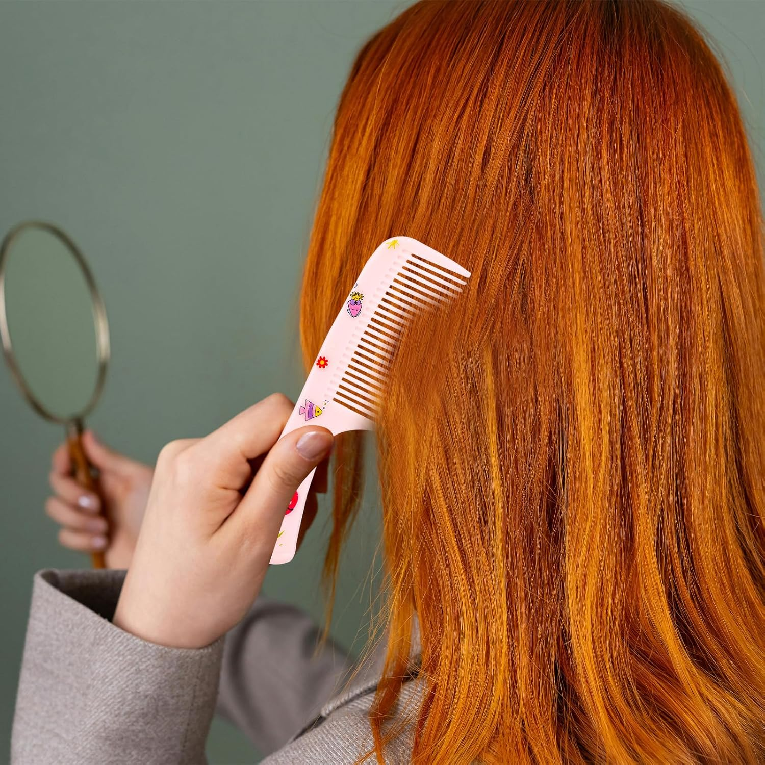 2Pcs Cute Hair Comb Set, Fine Tooth & Rat Tail Styling Comb Mini Baby Plastic Hairbrush Tools Accessories for Toddlers Kids Women All Hair Types (Pink Whale) image number 3