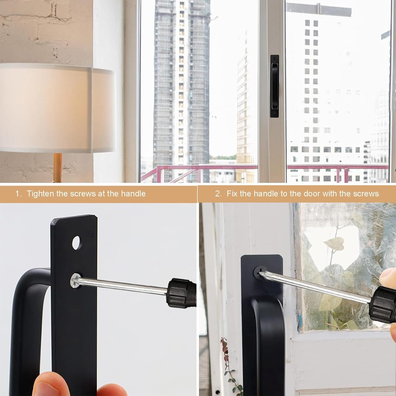 2 Pack Aluminum Alloy Barn Door Handles - 5.79In Cabinet Door Handle with Screws,Indoor/Outdoor Use for Sliding Doors, Cabinets, Wardrobes image number 5