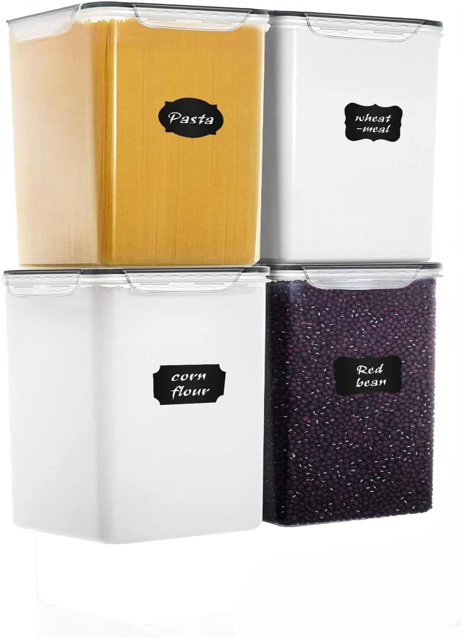 Feshory 4 Pack Extra Large Airtight Food Storage Containers (5.2 L/Each) - Cereal Rice Dispenser, Pantry Organiser with 100% Leak-Proof Lids for Kitchen & Home Organisation image number 2