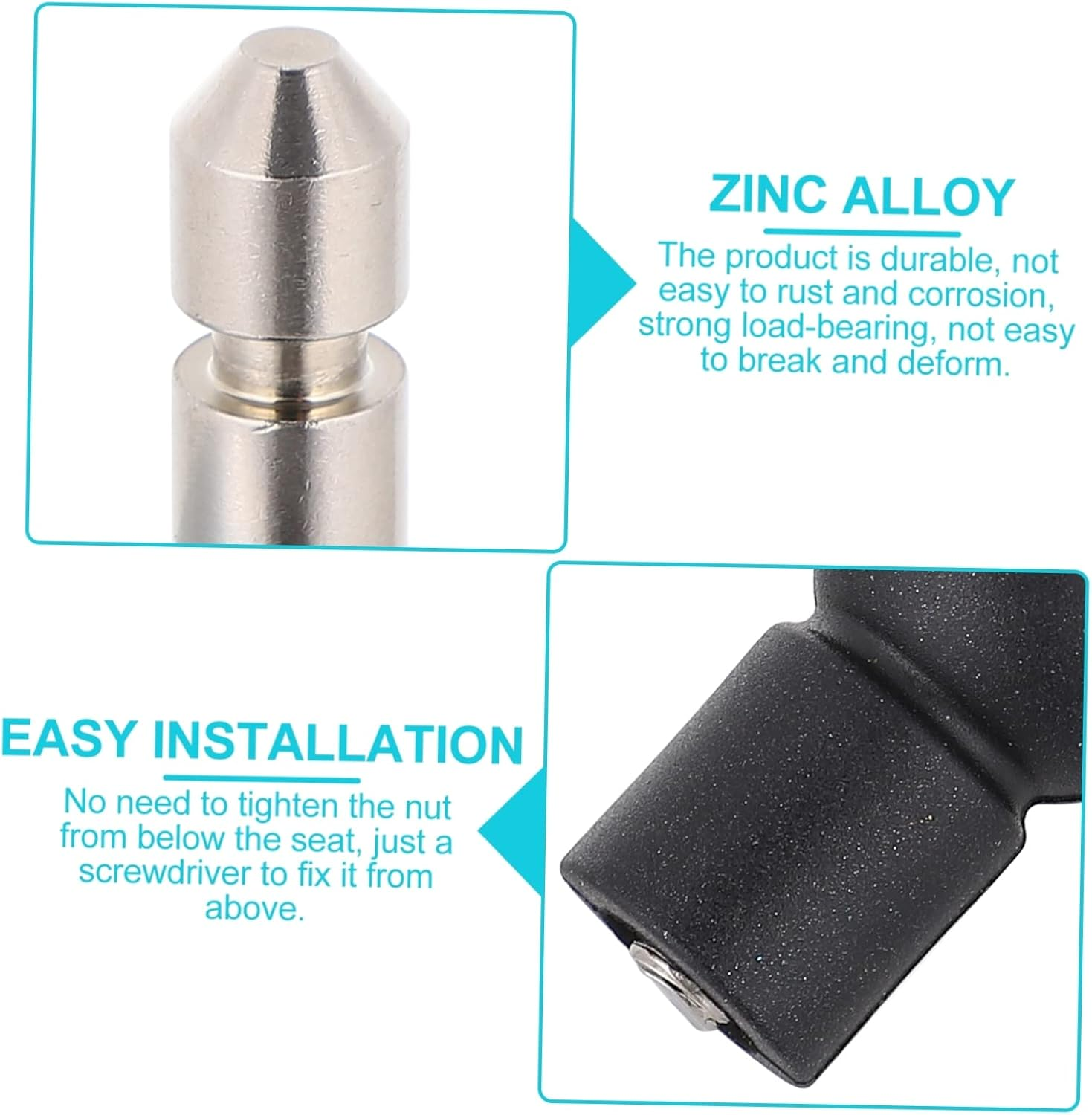 TEHAUX Replacement Toilet Hinge Toilet Seat Hinges Quick Release Zinc Alloy Easy Install image number 4