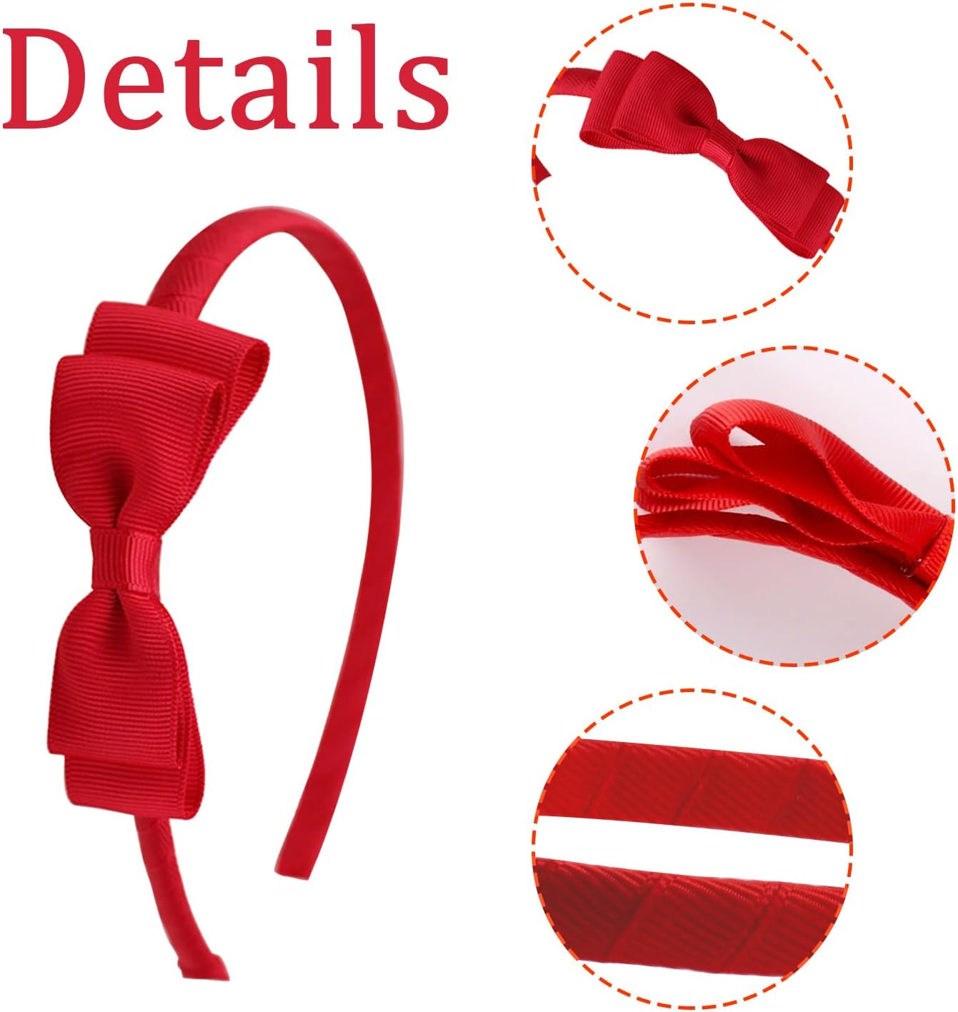 SYEYCW 4 Pcs Red Bow Hairbands, School Bows Headbands, Girls Uniform Bow Headband, Hair Accessories for Girls, Toddlers, Teens, Alice Ribbon Bands, Gift for Christmas Birthday New Year Present