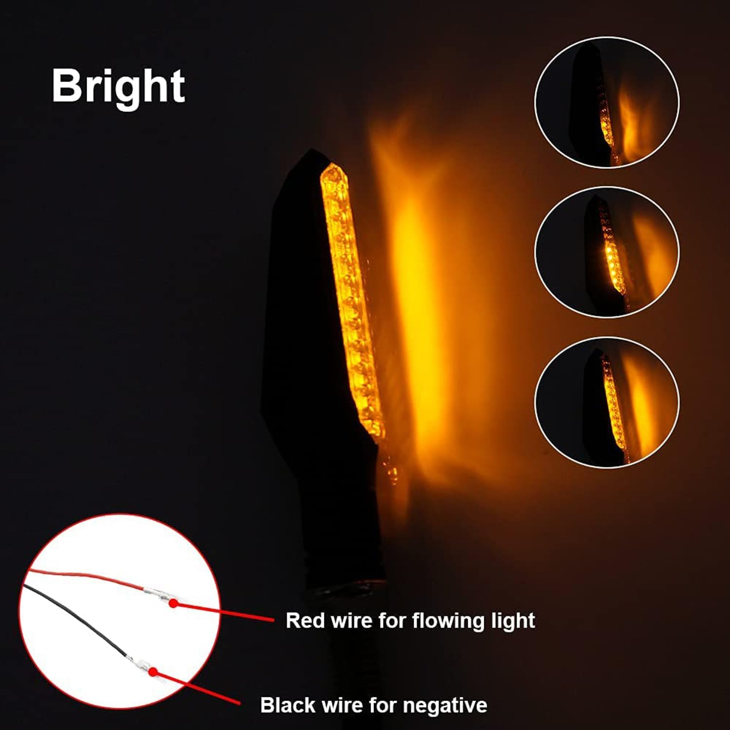 4PCS Motorcycle LED Turn Signal Flowing Water Light Amber Blinker Lamp image number 5