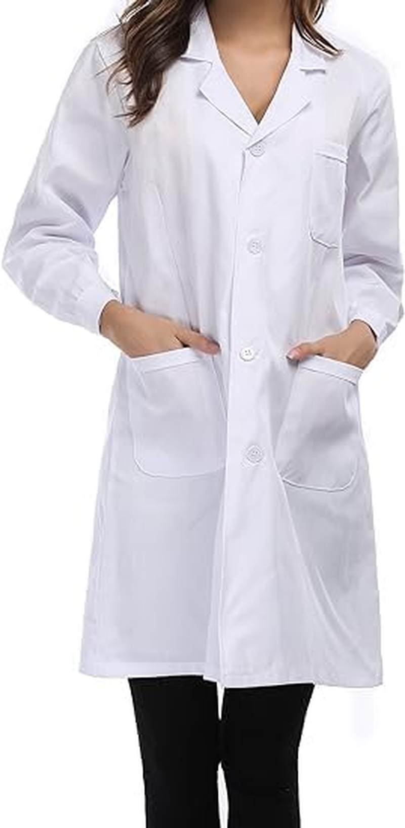 Women'S Doctor Lab Coat - Long Sleeve, Women'S and Men'S Doctor'S White Lab Coat Costume - 3/4 Length Lightweight Lab Coat, Halloween Doctor and Doctor Lab Costume Suitable for 155-170 Cm Ladies image number 2