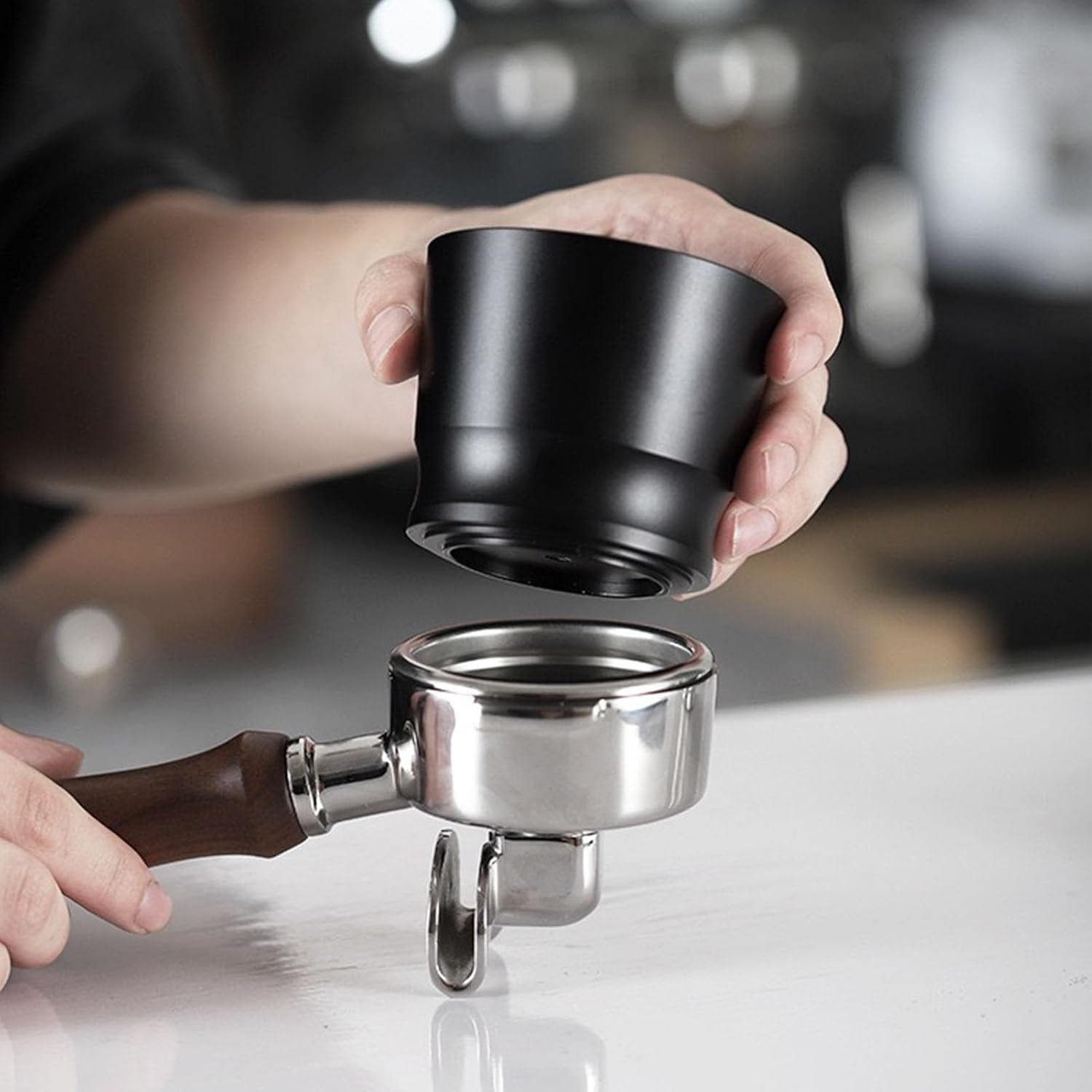 Coffee Dosing Cup Kit, Aluminum Alloy Coffee Powder Picker, Pressed Coffee Accessories and Tools, Suitable 51Mm 53Mm 58Mm Portafilter, for Such as Milk Tea Stores, Coffee Shops (Black) image number 3