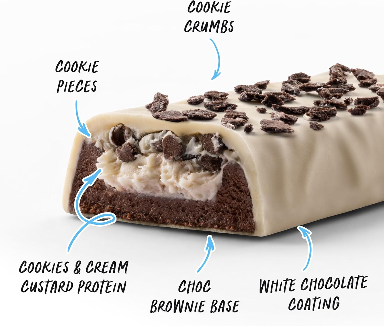 Muscle Nation Cookies & Cream Custard Protein Bars 12 X 60G image number 1