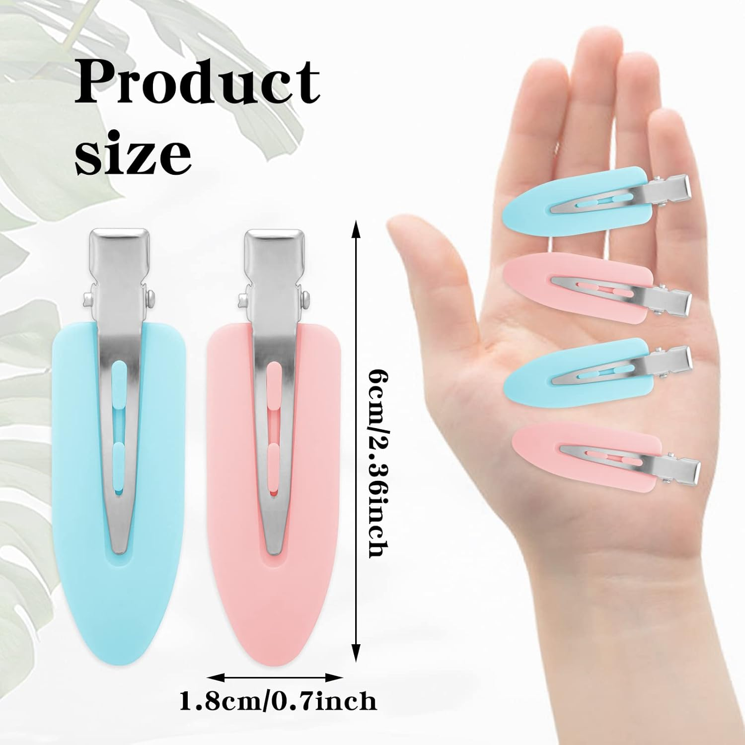 Abeillo 8 Pcs Makeup Hair Clips for Makeup, No Bend Hair Clips No Crease Hair Clips Seamless Hair Barrettes Clamps, Flat Hair Clip for Girls Woman Makeup Bangs Hair Styling (Pink, Blue) image number 5