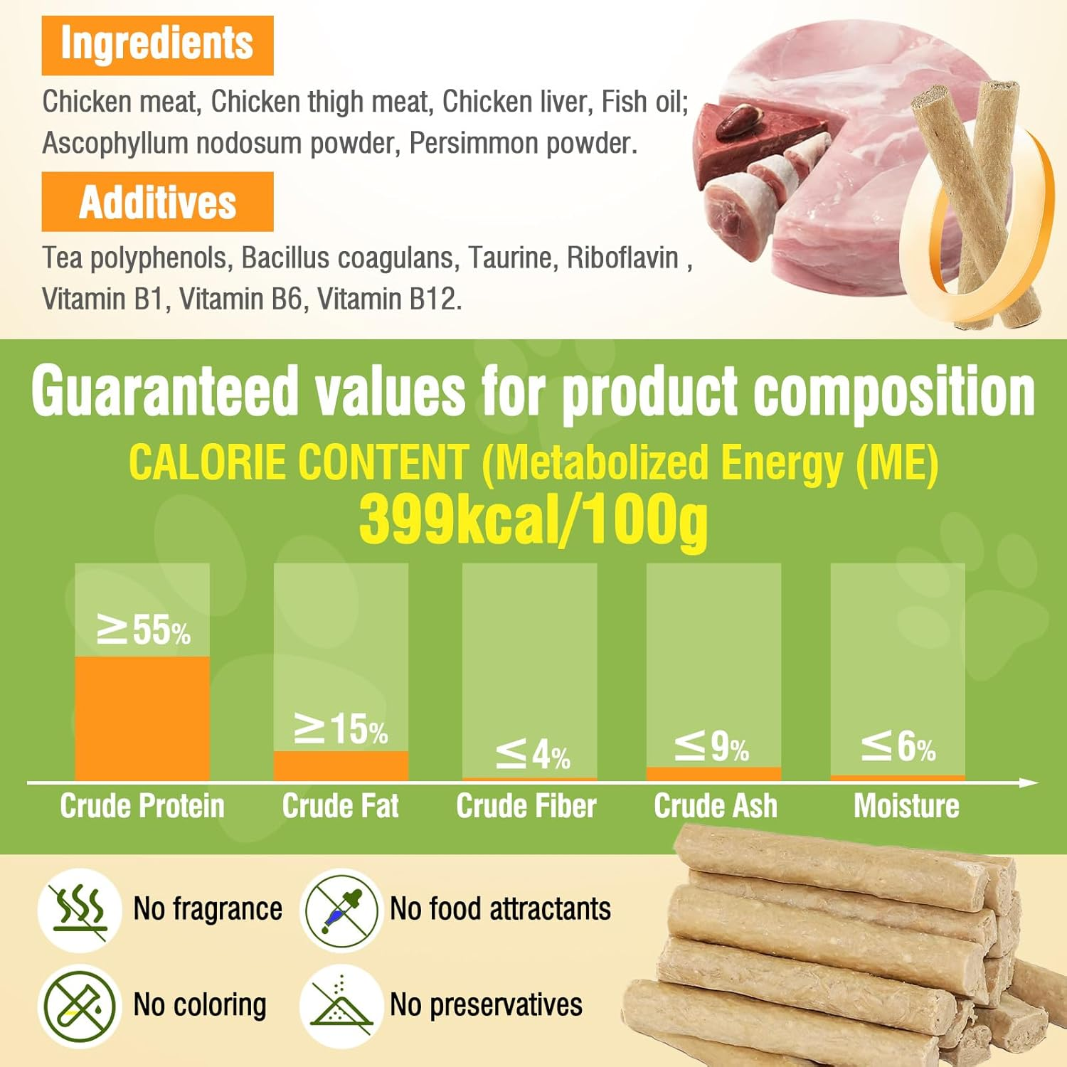 Puxulyiz Freezed Dried Cat Chew Sticks, Cat Dental Treats for Freshens Breath and Controls Tartar, Feline Teething Sticks image number 2