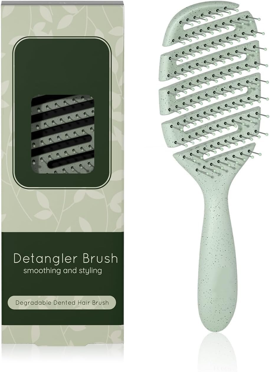 Detangler Hairbrush, Vented Detangling Brush for Straight, Wavy,Curly and Fine Hair, Dry and Wet, Quick Smoothing for Women and Men, Eco-Friendly & Sustainable Material (Green) image number 3