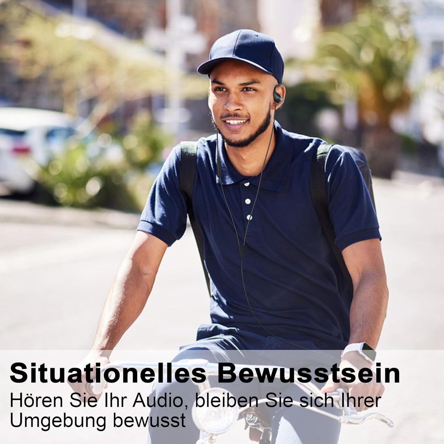 MOXKING Wired Open-Ear Headphones with Microphone, Volume Control and Call Control via Inline Controls, 3.5Mm Jack and All-Round Ear Hook